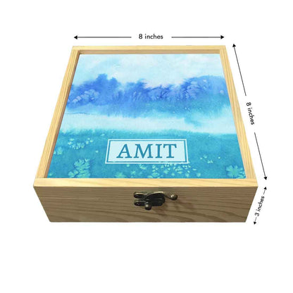 Antique Customized Jewellery Box - Arctic Space Sky Blue Watercolor Nutcase