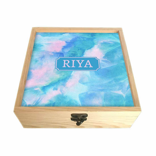 New Traditional Jewellery Box Organizer - Arctic Space Sky Blue and Green Watercolor Nutcase