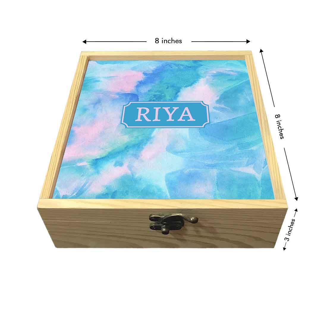 New Traditional Jewellery Box Organizer - Arctic Space Sky Blue and Green Watercolor Nutcase