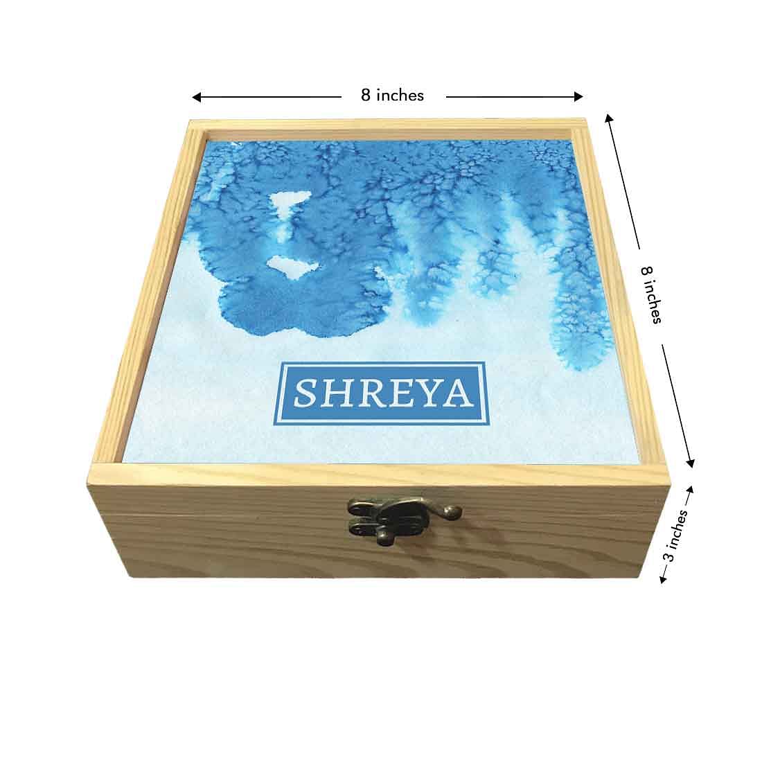 Wooden Jewellery Box for Women - Arctic Space Blue Watercolor Nutcase