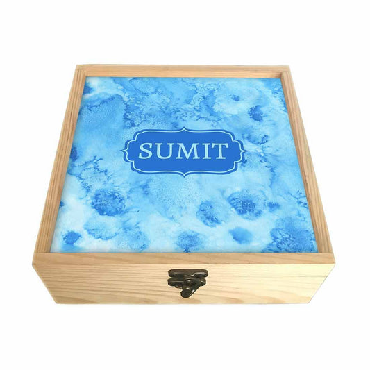 Traditional Jewellery Box Organizer - Arctic Space Blue Watercolor Nutcase