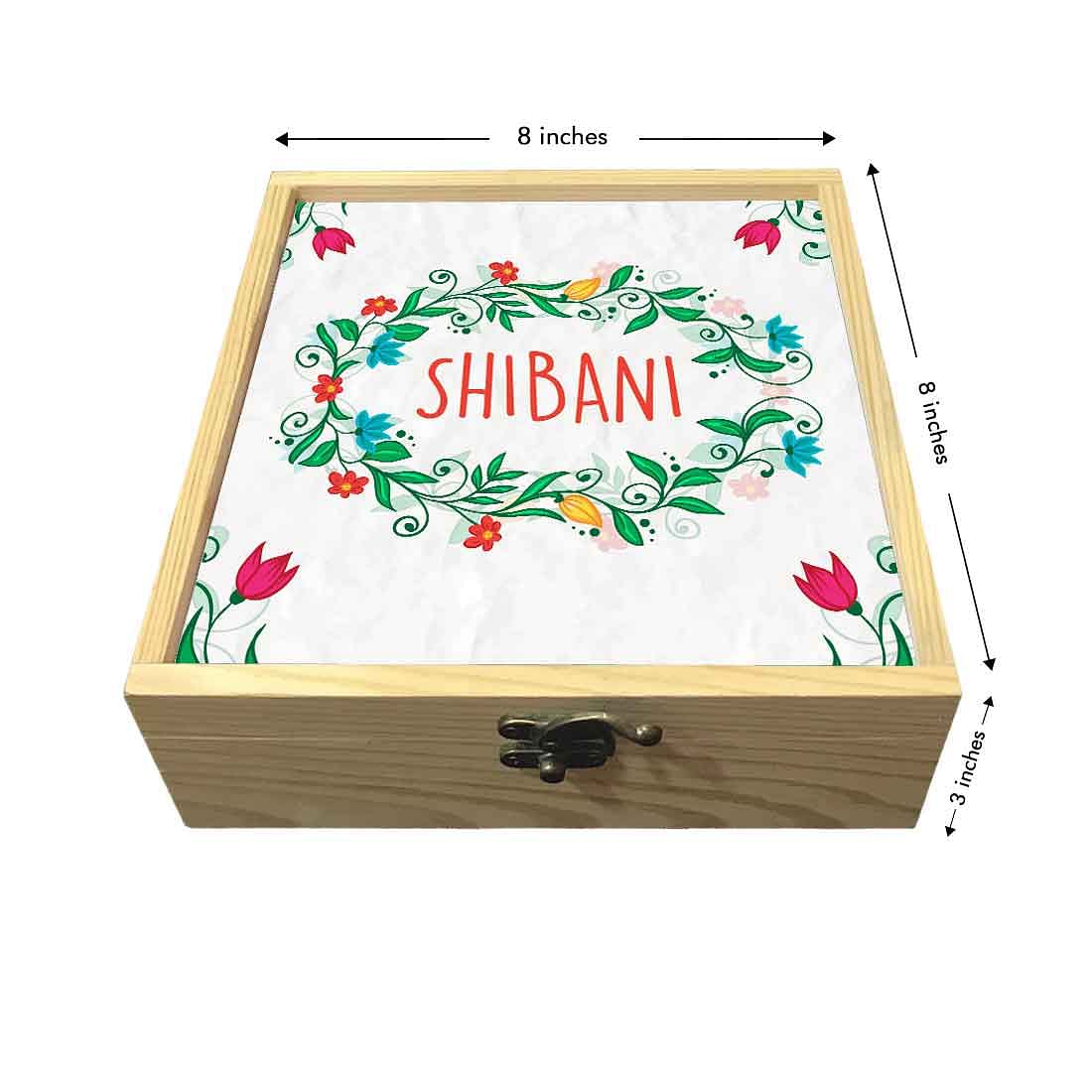 Wooden Jewellery Box with Compartments - Flower Leaf Nutcase