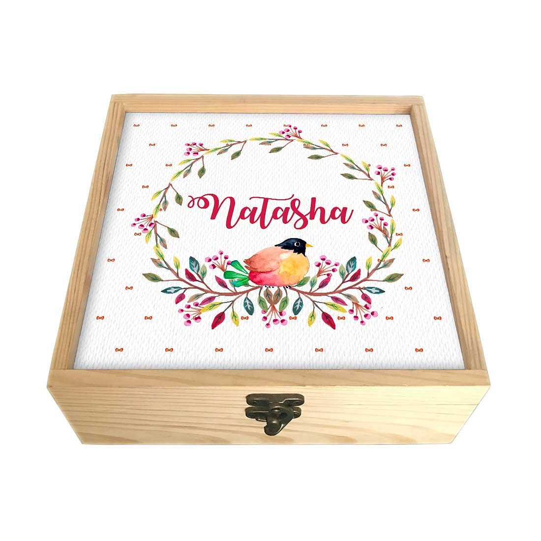 Wooden Jewellery Box for Gift - Floral Pattern Nutcase