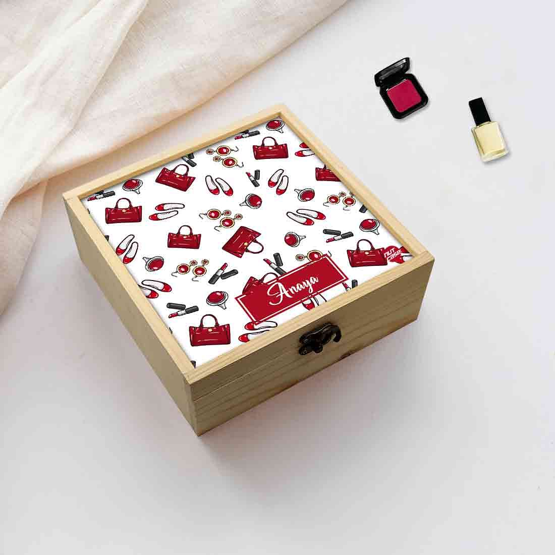 Wooden Jewellery Box Makeup Organizer -  Girls Jewellery Nutcase