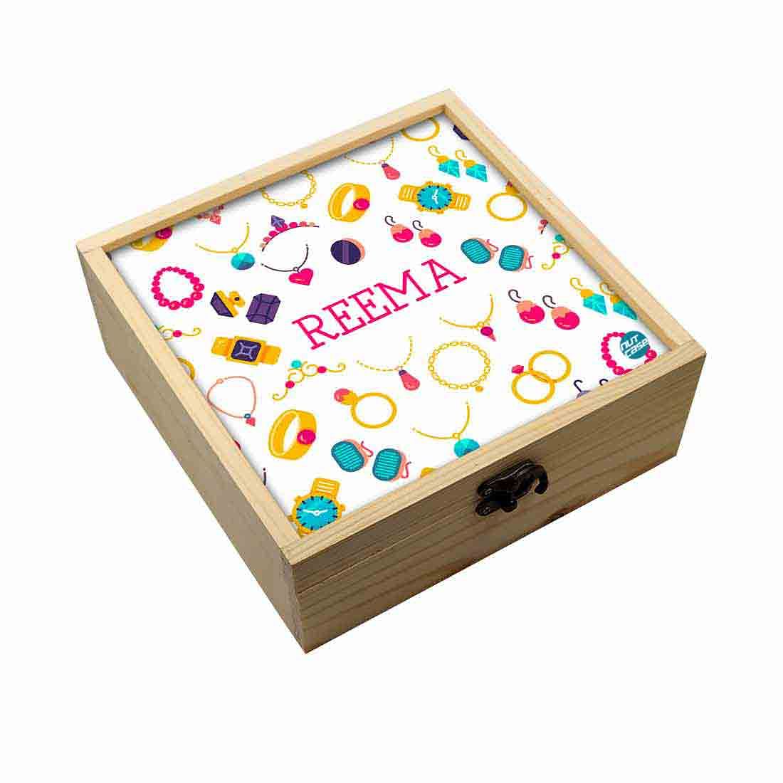 Personalized Girly Jewellery Box -  Golden Ring Necklace Nutcase