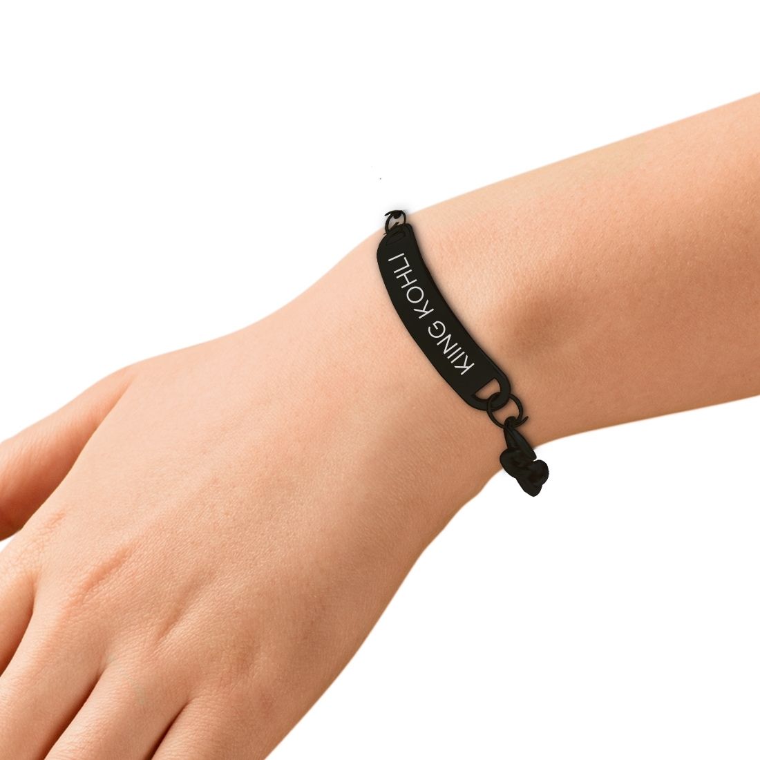 Personalized Lack Braided Genuine Leather Bracelet Wrist Cuff With Mag