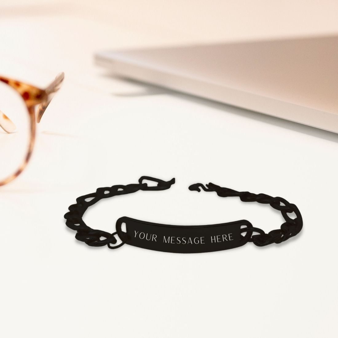 Personalized Charm Bracelet Stylist Custom Jewellery - Black Rhodium/Gold Plated - Add Your Message