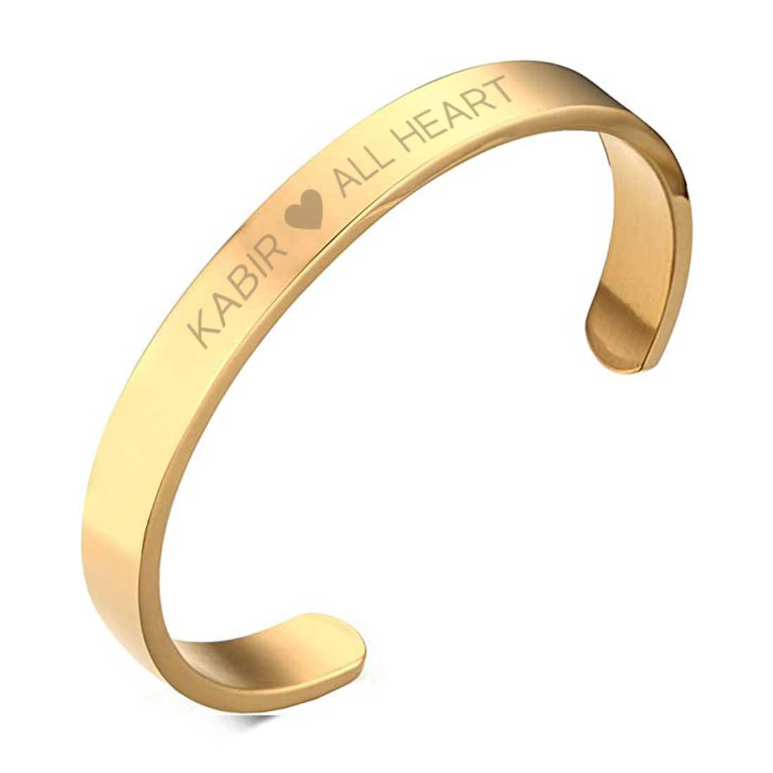 Custom Bracelets for Men Engraved Name Valentines Day Gift - Rose Gold Plated/Black Rhodium/Gold Plated - Heart