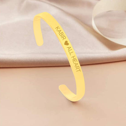 Custom Bracelets for Men Engraved Name Valentines Day Gift - Rose Gold Plated/Black Rhodium/Gold Plated - Heart