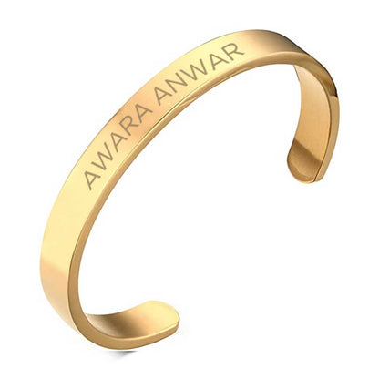 Custom Name Bracelets Kada Oval Cuff Bracelet for Men - Rose Gold Plated/Black Rhodium/Gold Plated - Name