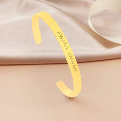 Custom Name Bracelets Kada Oval Cuff Bracelet for Men - Rose Gold Plated/Black Rhodium/Gold Plated - Name