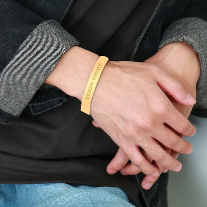 Custom Name Bracelets Kada Oval Cuff Bracelet for Men - Rose Gold Plated/Black Rhodium/Gold Plated - Name