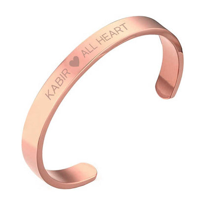 Custom Bracelets for Men Engraved Name Valentines Day Gift - Rose Gold Plated/Black Rhodium/Gold Plated - Heart