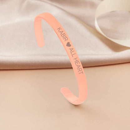 Custom Bracelets for Men Engraved Name Valentines Day Gift - Rose Gold Plated/Black Rhodium/Gold Plated - Heart