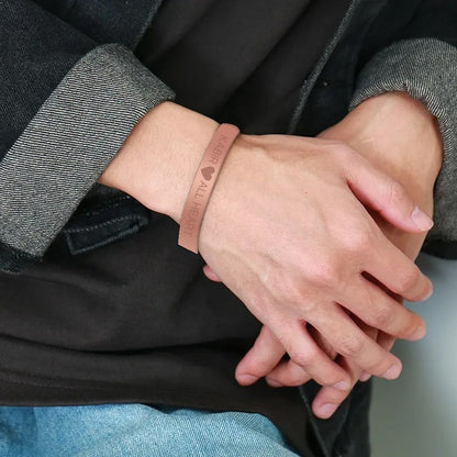 Custom Bracelets for Men Engraved Name Valentines Day Gift - Rose Gold Plated/Black Rhodium/Gold Plated - Heart