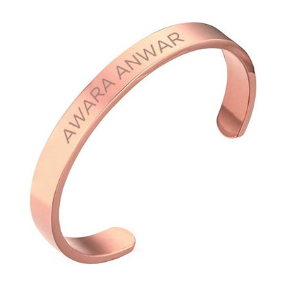 Custom Name Bracelets Kada Oval Cuff Bracelet for Men - Rose Gold Plated/Black Rhodium/Gold Plated - Name