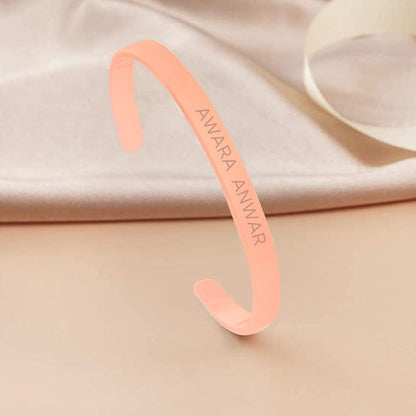 Custom Name Bracelets Kada Oval Cuff Bracelet for Men - Rose Gold Plated/Black Rhodium/Gold Plated - Name