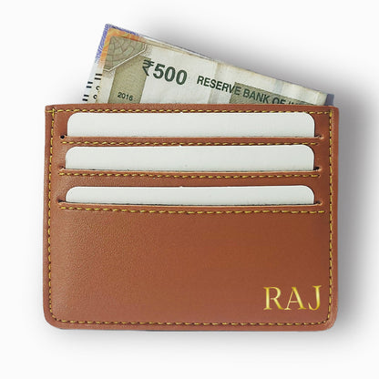Personalized Card Wallet With Name for Men - Brown Nutcase