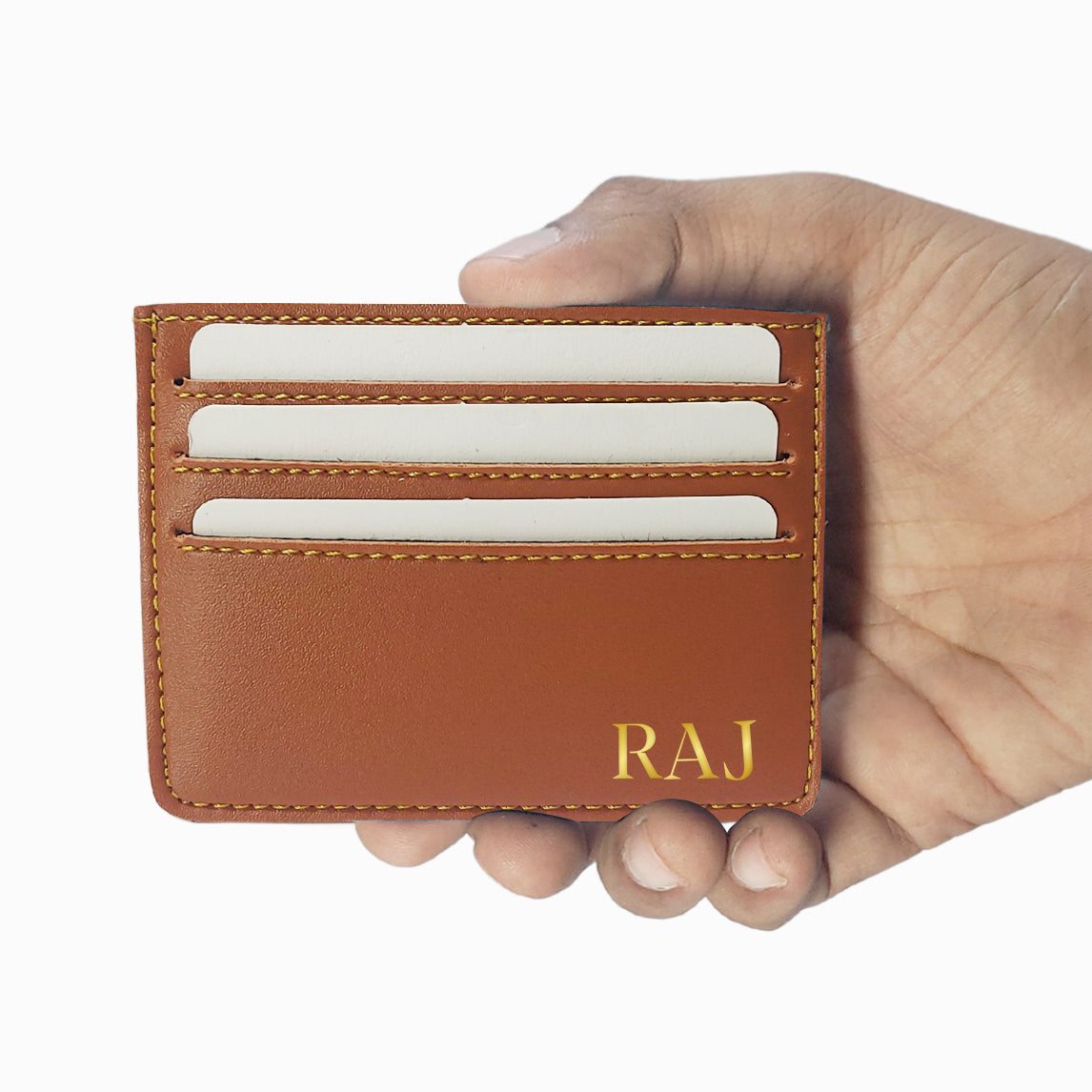 Personalized Card Wallet With Name for Men - Brown Nutcase