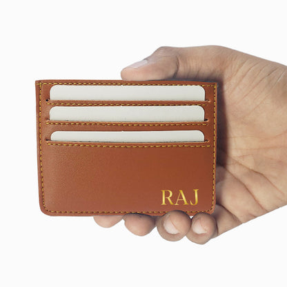 Personalized Card Wallet With Name for Men - Brown Nutcase
