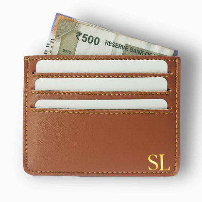 Customized Business Card Organizer Add Initials for Men - Brown Nutcase