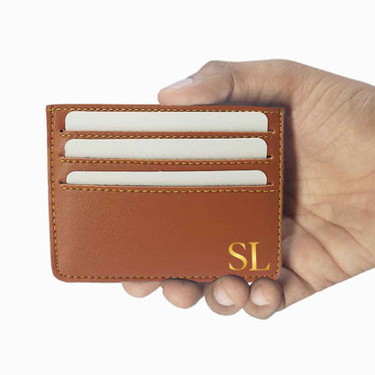 Customized Business Card Organizer Add Initials for Men - Brown Nutcase