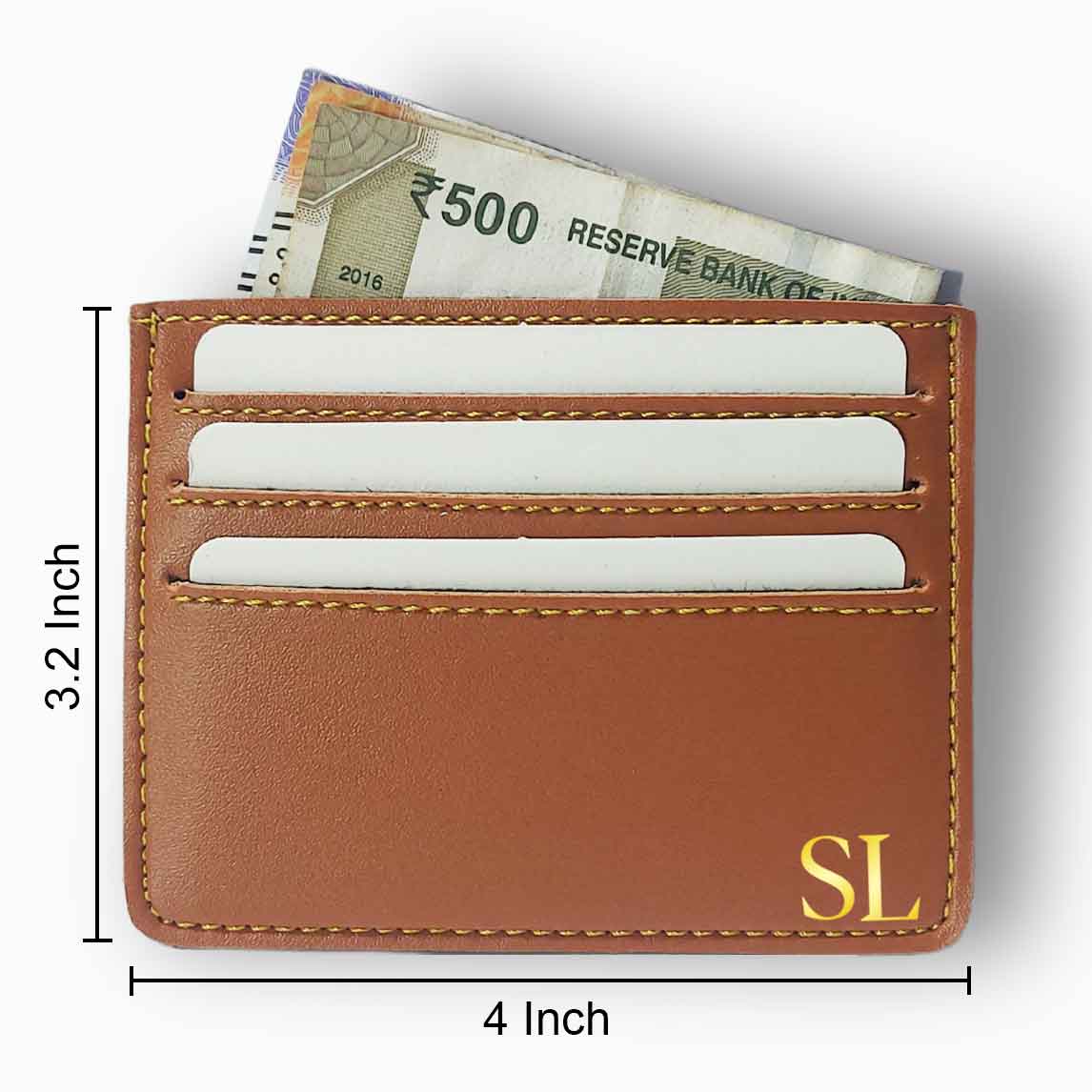 Customized Business Card Organizer Add Initials for Men - Brown Nutcase