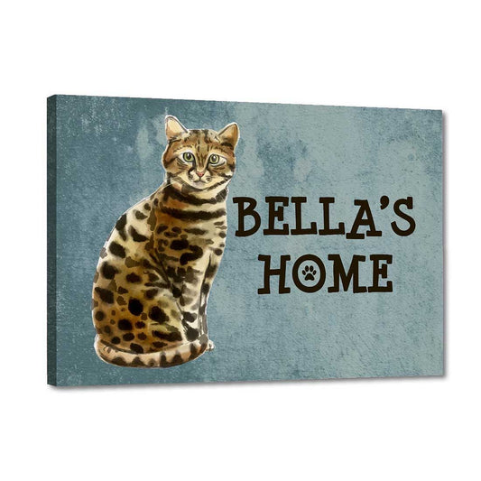 Customised Cat Name Plate House Sign - Cute Bengal Kitty Nutcase