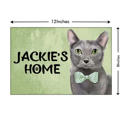 Personalised Cat Name Plate House Sign -Grey Russian Nutcase