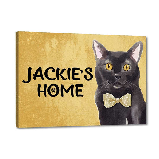 Customized Cat Name Plate - Lucky Black Cat Nutcase