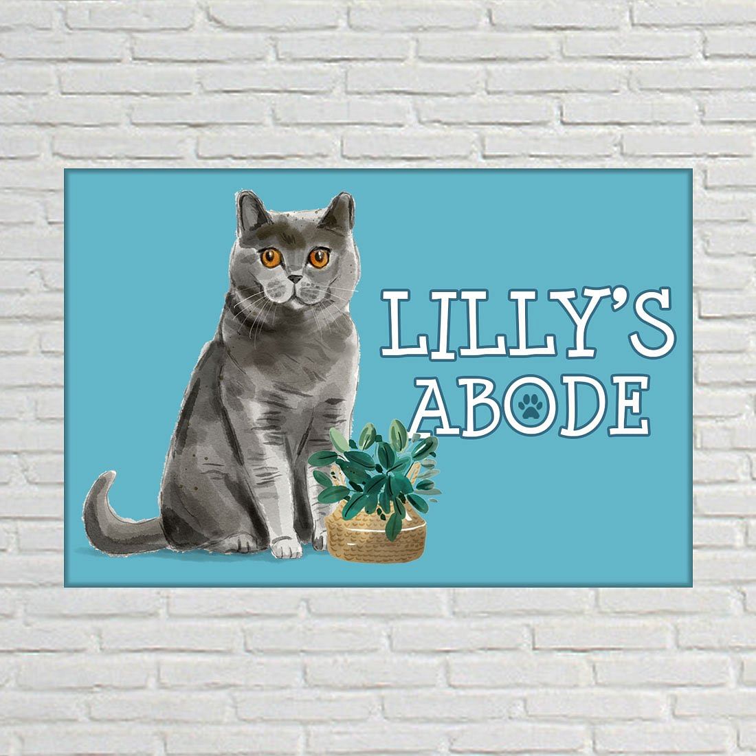 Nutcase Personalized Cat Name Plate Customzied Beware Of Cat Sign Board Home Door Plaque - Cute British_Shorthair Nutcase