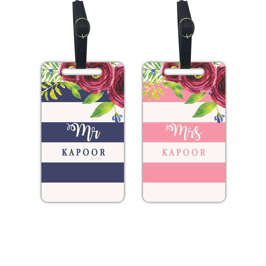 Personalize Couples Mr & Mrs Passport Cover with Luggage Tag Gift Set
