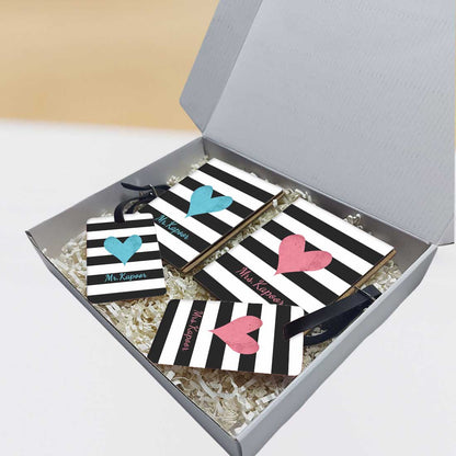 Personalized  Couple Passport Cover Luggage Tag Gift Box- Mr Mrs Passport Sleeve and Bag Tag Set