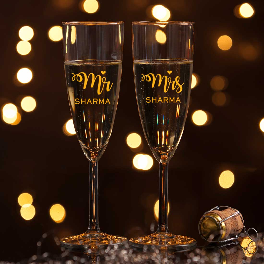 Anniversary Gift Box Champagne Glass Set Available in Black