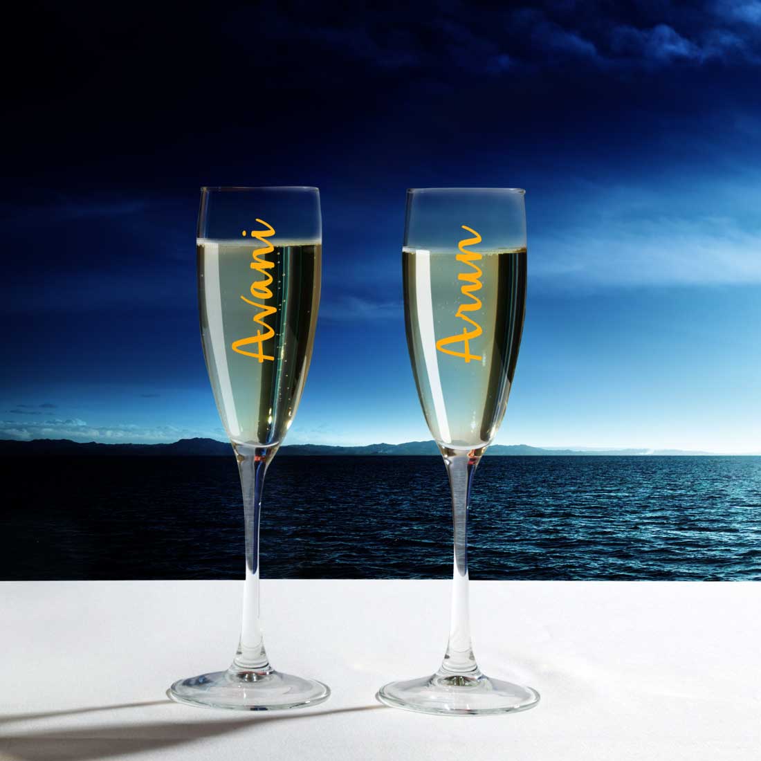 Customized Champagne Glasses With Name Wedding Anniversary Gift - Add Names