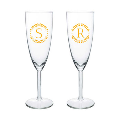 Custom Champagne Flute Glass Personalized Mimosa glasses - Monograms Elegant