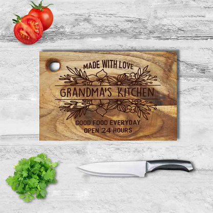 Custom Engraved Cutting Board Wooden Vegetable Chopping Stand Mother Day Gift - Grandma's kitchen