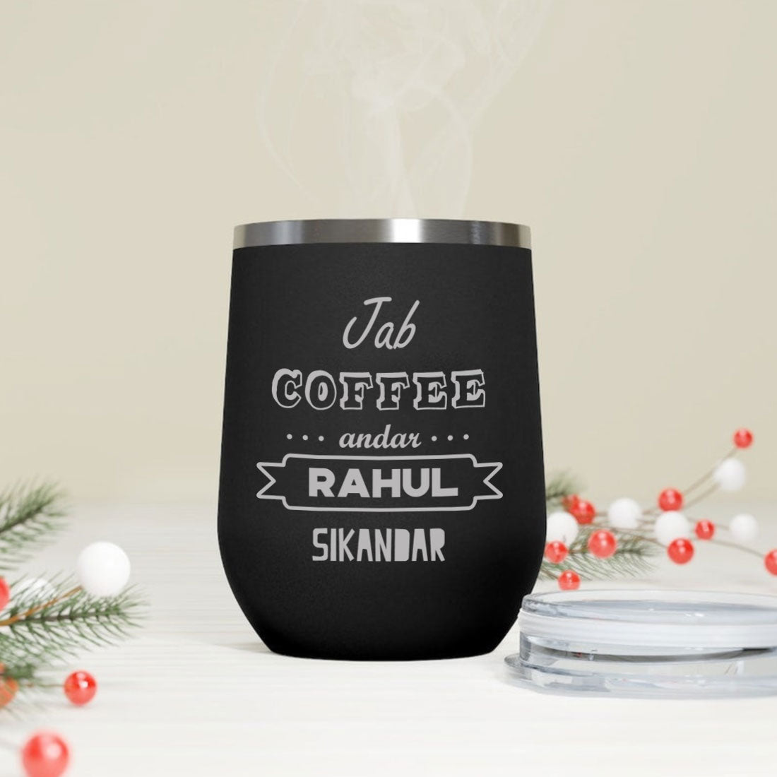 Personalized Travel Coffee Mug With Lid Name Engraved Stainless Steel Cup -Coffee