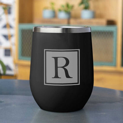 Personalised Small Coffee Tumbler for Travelling Engraved Stainless Steel Mug (350 ML) - Monogram