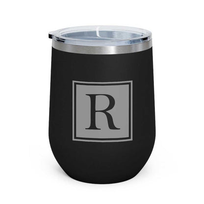 Personalised Small Coffee Tumbler for Travelling Engraved Stainless Steel Mug (350 ML) - Monogram