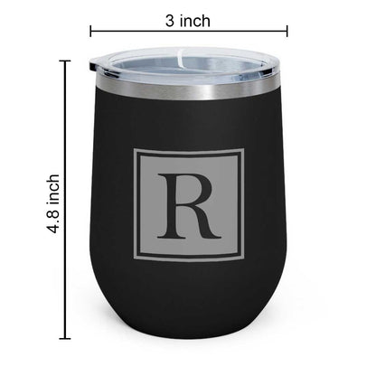 Personalised Small Coffee Tumbler for Travelling Engraved Stainless Steel Mug (350 ML) - Monogram