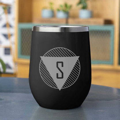 Personalized Coffee Tumbler Stainless Steel Insulated Coffee Mugs for Office Travel Cup - Monogram Triangle