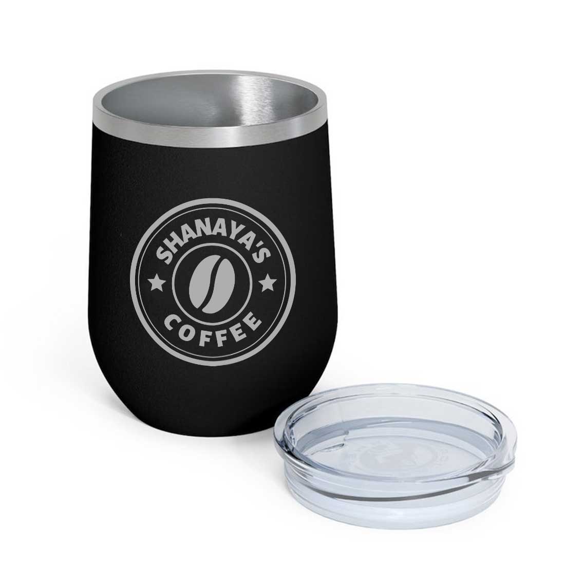 Customized Small Coffee Tumbler for Travelling with Name Engraved Design  (350 ML) - Coffee