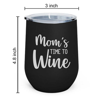 Designer Steel Travel Coffee Flask Mug With Lid Gift for Mothers Day Gifts - Mom's Time To Wine