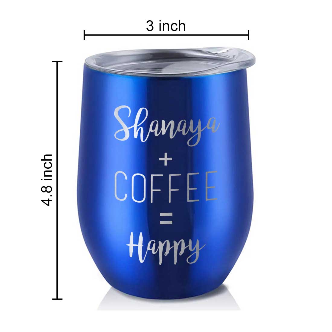 Personalized Coffee Cup with lid Name Engraved Stainless Steel Mug-Happy
