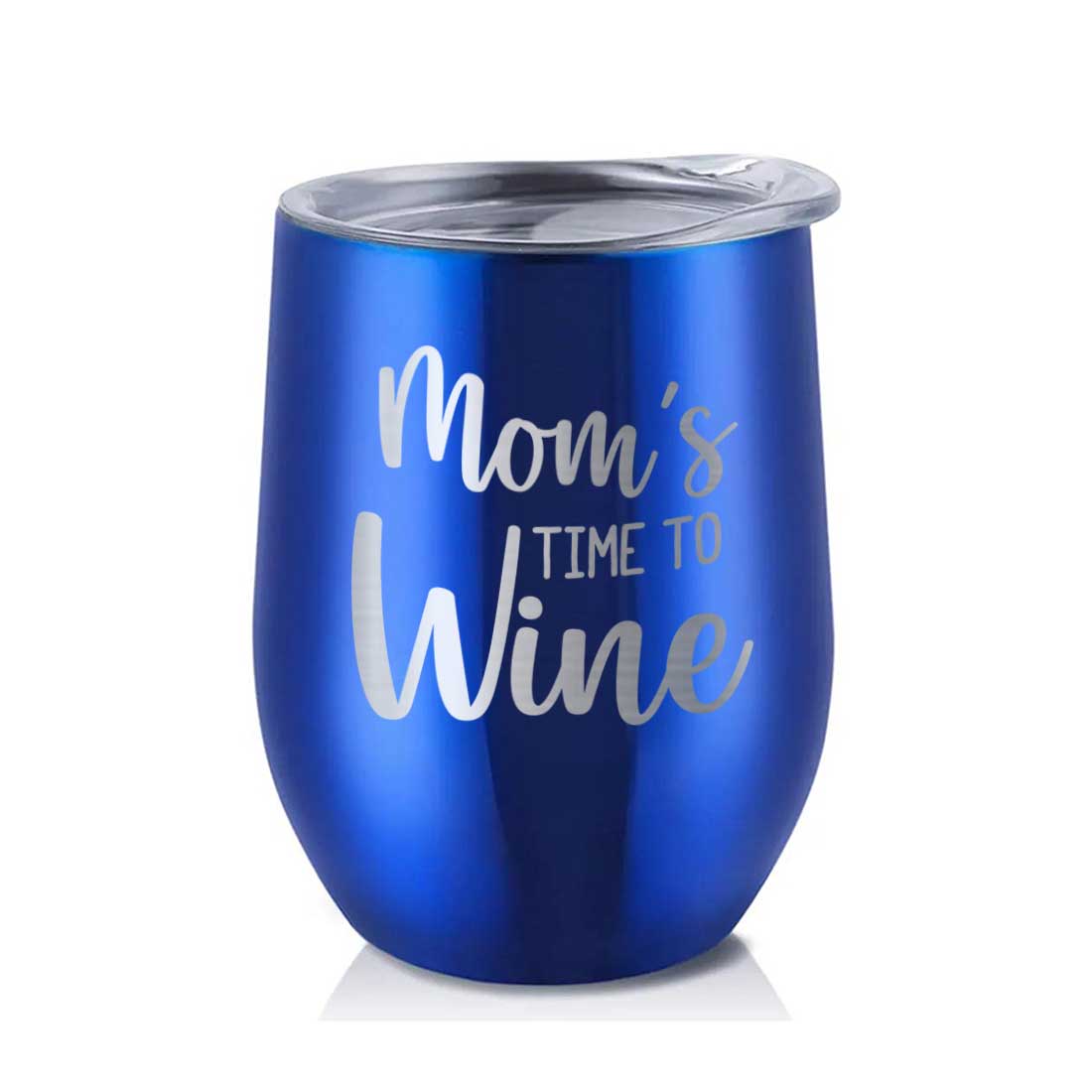 Designer Steel Travel Coffee Flask Mug With Lid Gift for Mothers Day Gifts - Mom's Time To Wine