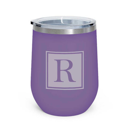 Personalised Small Coffee Tumbler for Travelling Engraved Stainless Steel Mug (350 ML) - Monogram