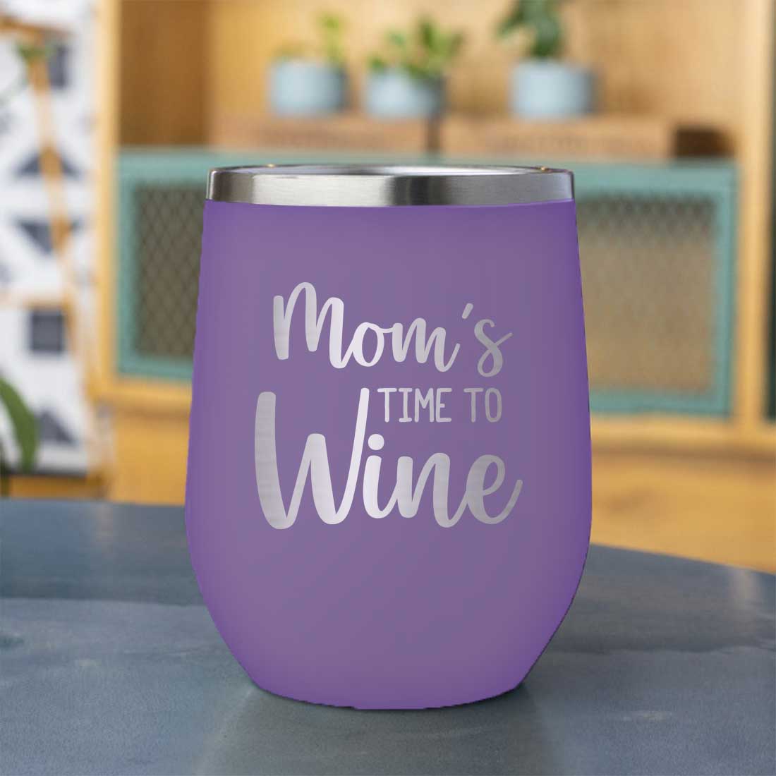 Designer Steel Travel Coffee Flask Mug With Lid Gift for Mothers Day Gifts - Mom's Time To Wine