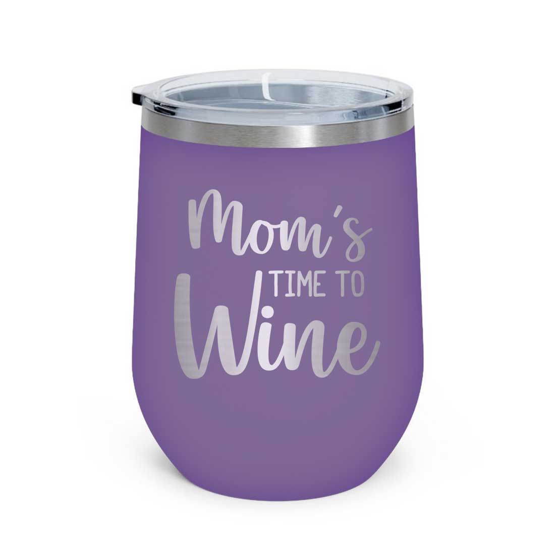 Designer Steel Travel Coffee Flask Mug With Lid Gift for Mothers Day Gifts - Mom's Time To Wine