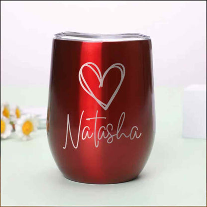 Customized Insulated Coffee Flask Mug With Name Engraved Design (350 ML) - Heart